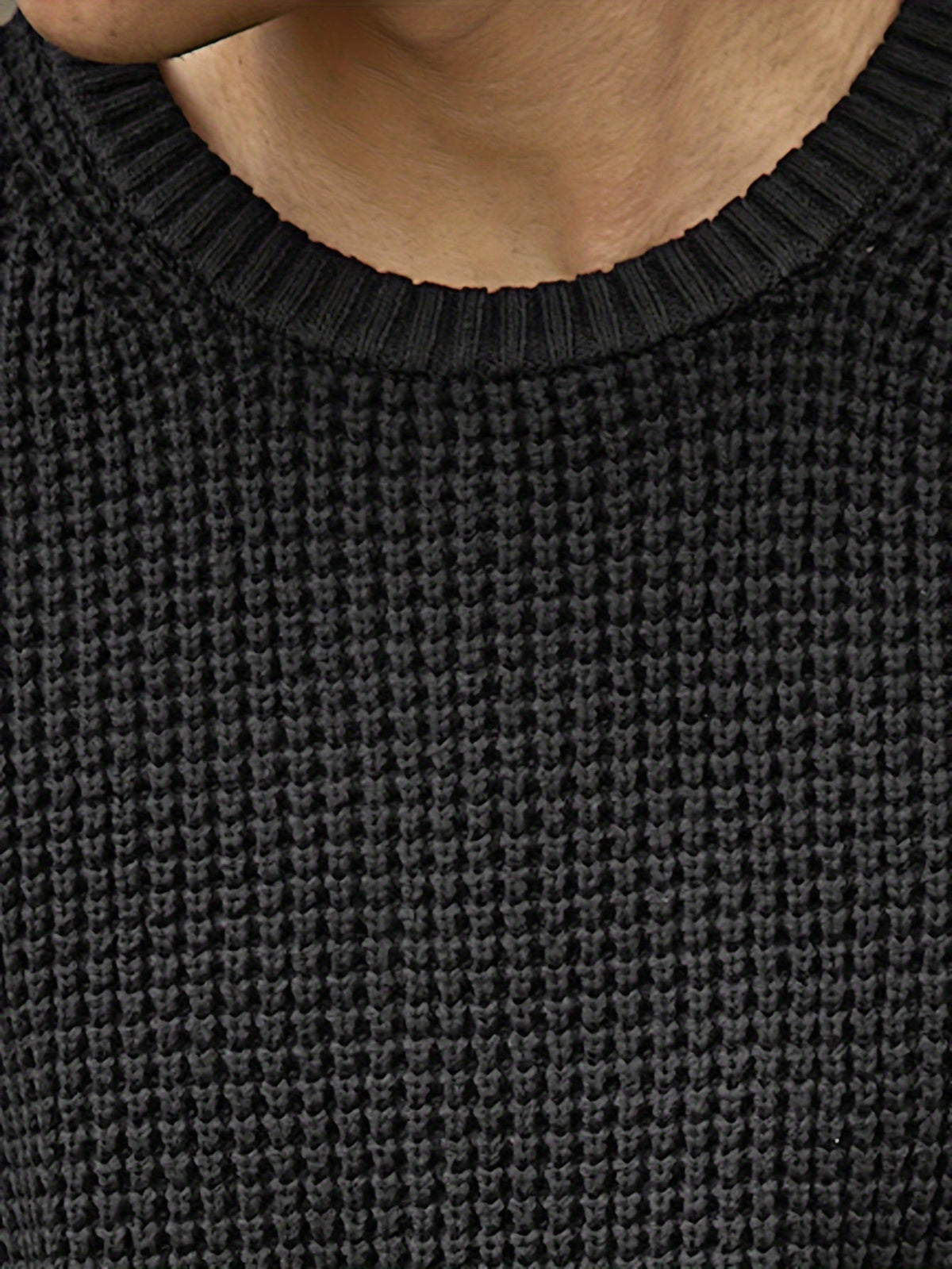 Sweter męski | teksturowana dzianina, okrągły dekolt