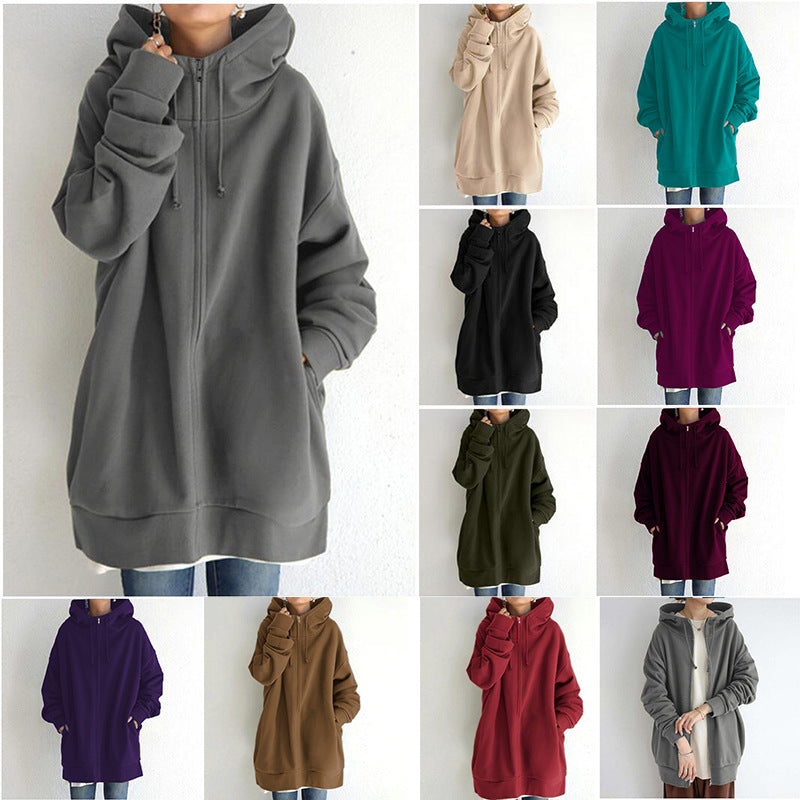 Bluza damska | wydłużony oversize, pełny zamek
