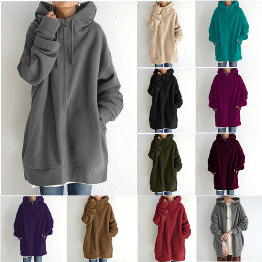 Bluza damska | wydłużony oversize, pełny zamek