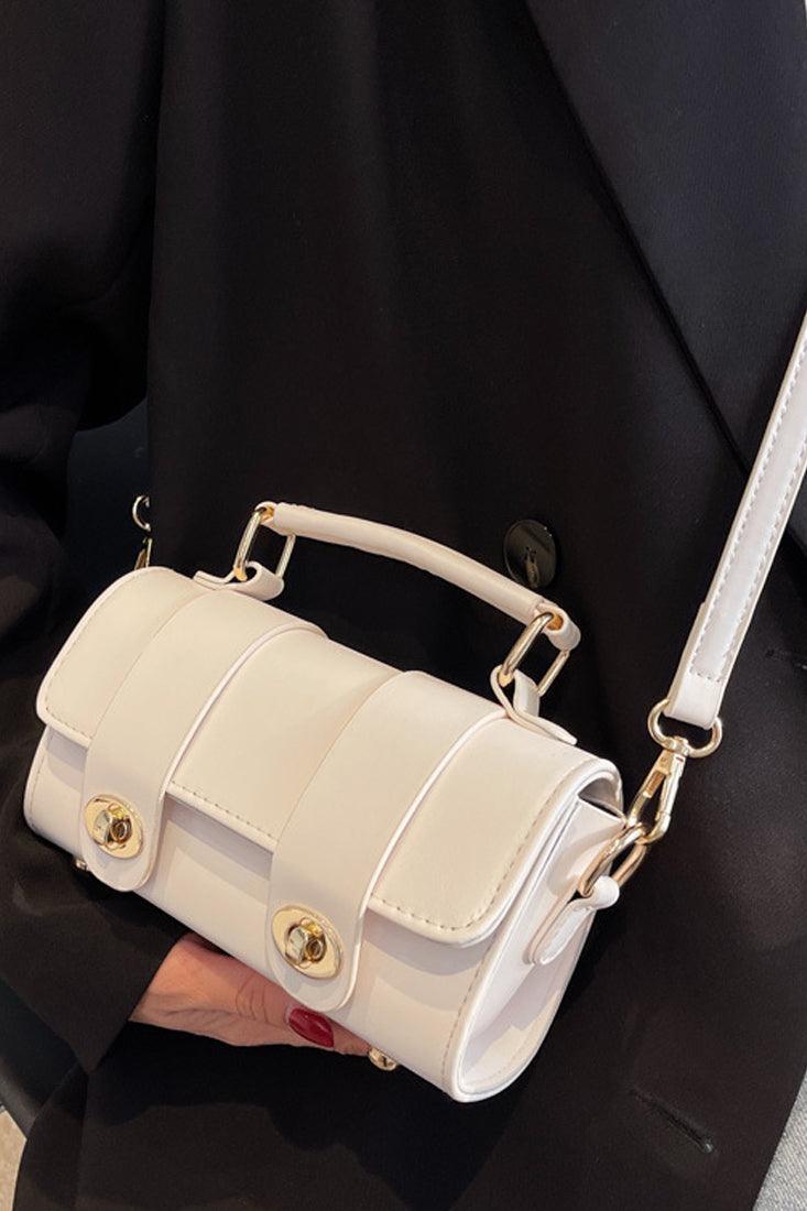 Torebka crossbody damska | beżowa, podwójny skręt