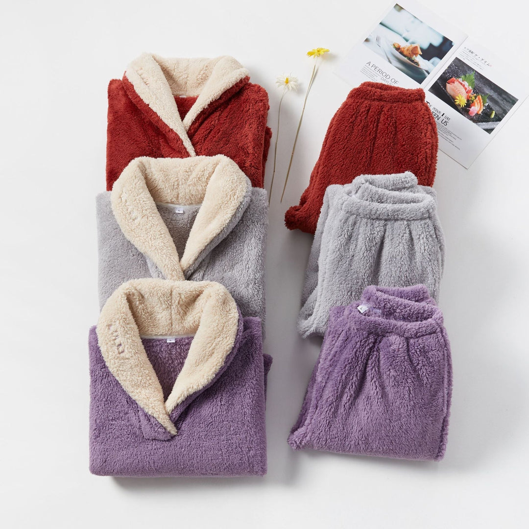 Piżama damska | fleece, kołnierz sherpa