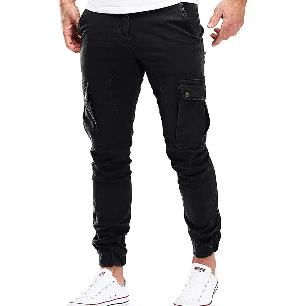 Spodnie cargo męskie | krój slim fit, skośne kieszenie