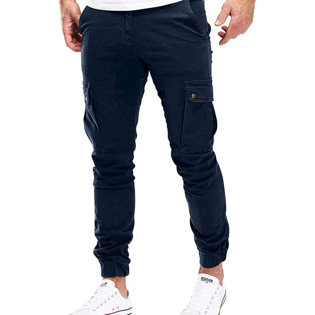Spodnie cargo męskie | krój slim fit, skośne kieszenie