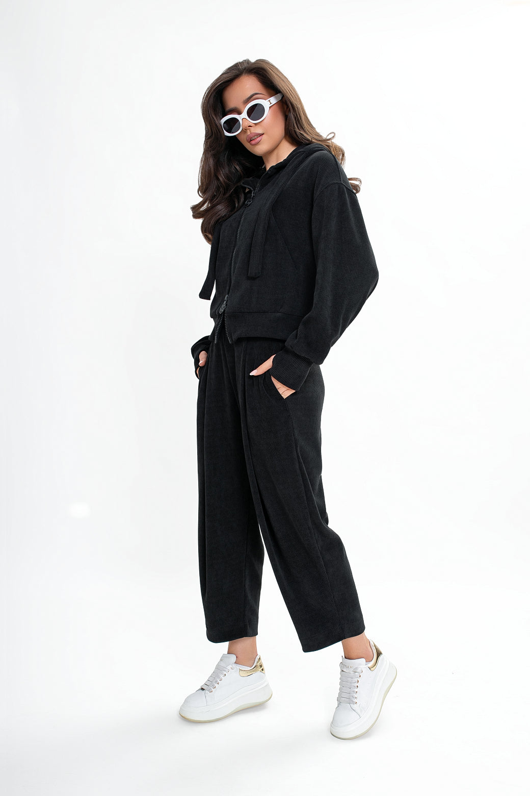 Bluza damska | sztruksowa, kaptur