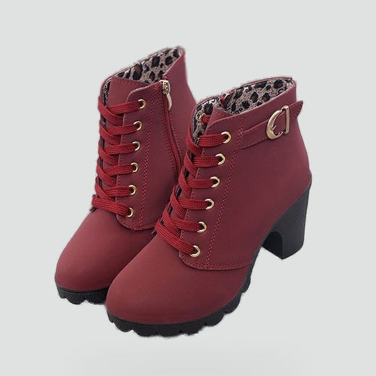 Botki damskie | zamszowe, sznurowanie