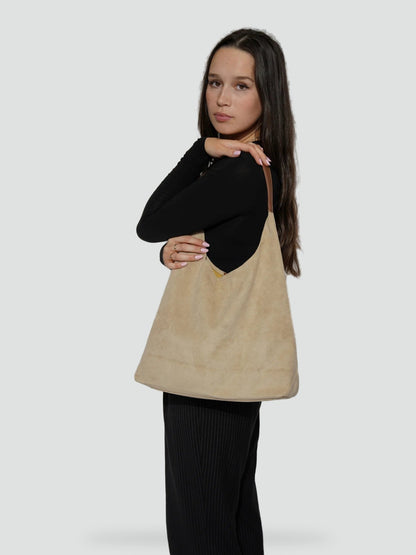 Torebka clutch damska | zamszowa faktura, szeroki pasek