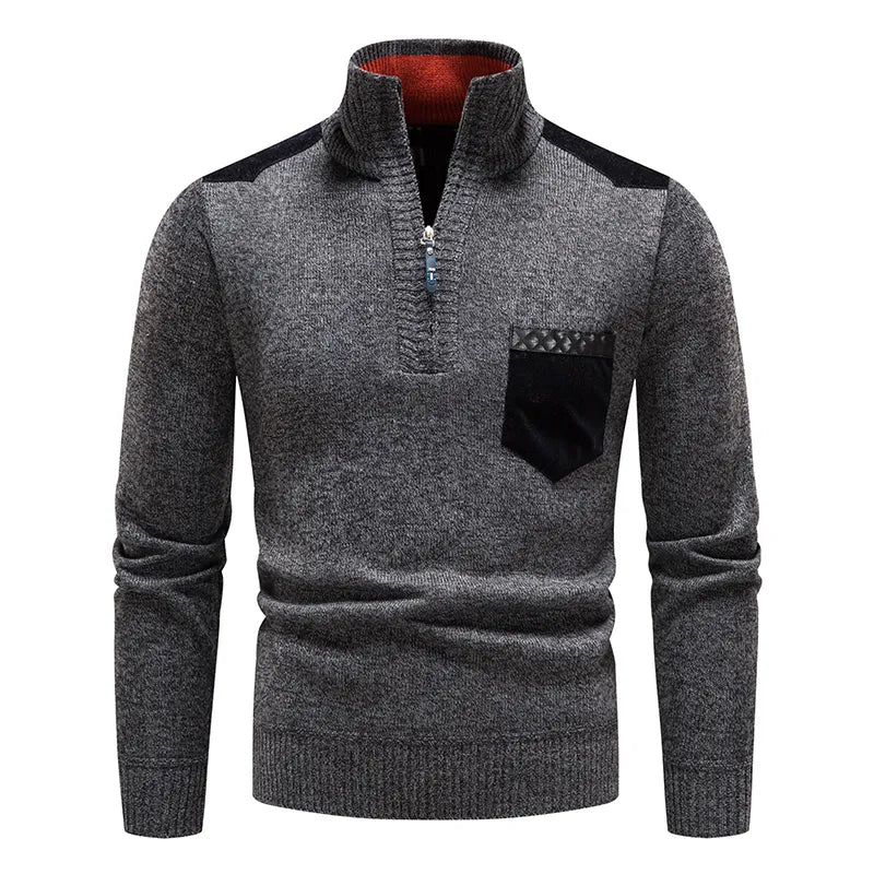 Sweter męski | golf colorblock, dwukolorowy