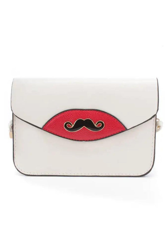 Kopertówka damska | wisiorek wąs, odpinany pasek
