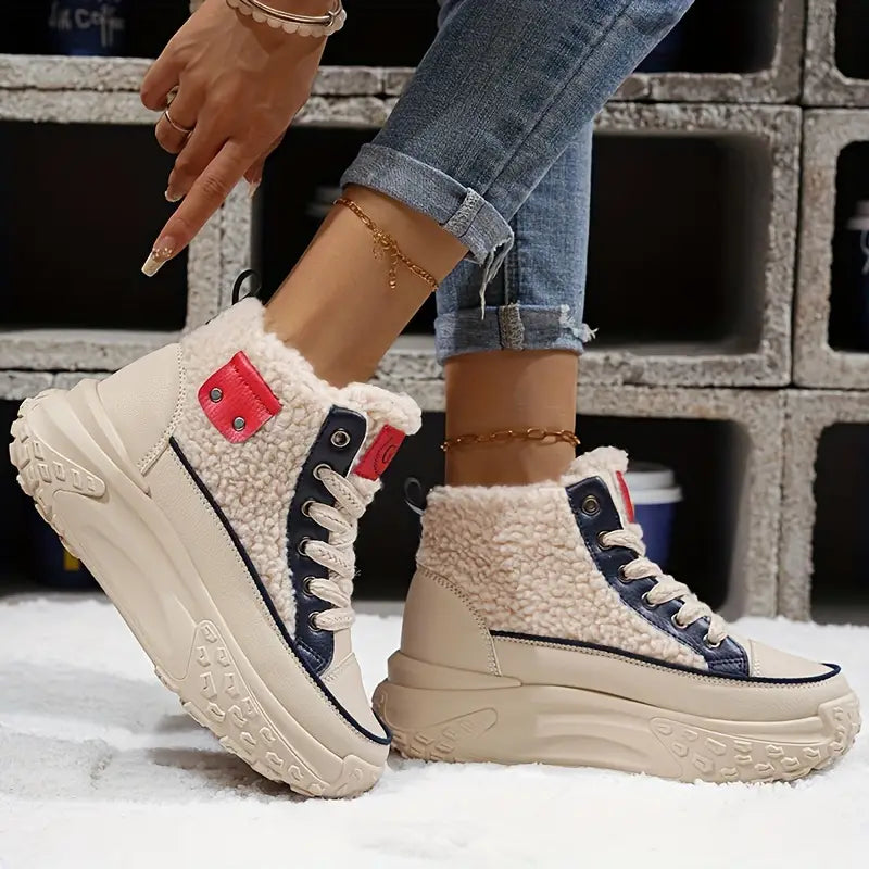 Sneakersy damskie na platformie | wysoka cholewka
