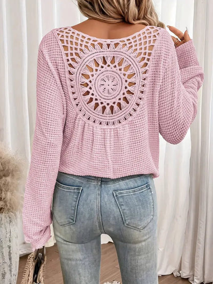 Sweter damski | dekolt V, strukturalny splot