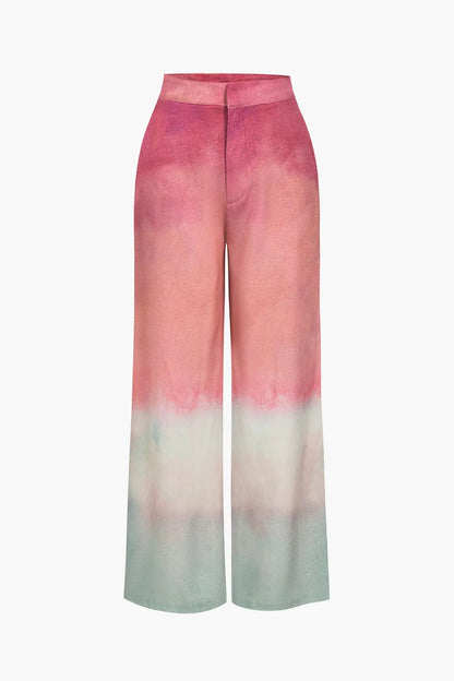 Spodnie damskie | efekt ombre, szerokie nogawki