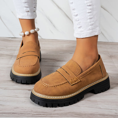 Mokasyny damskie | okrągły nosek, styl retro