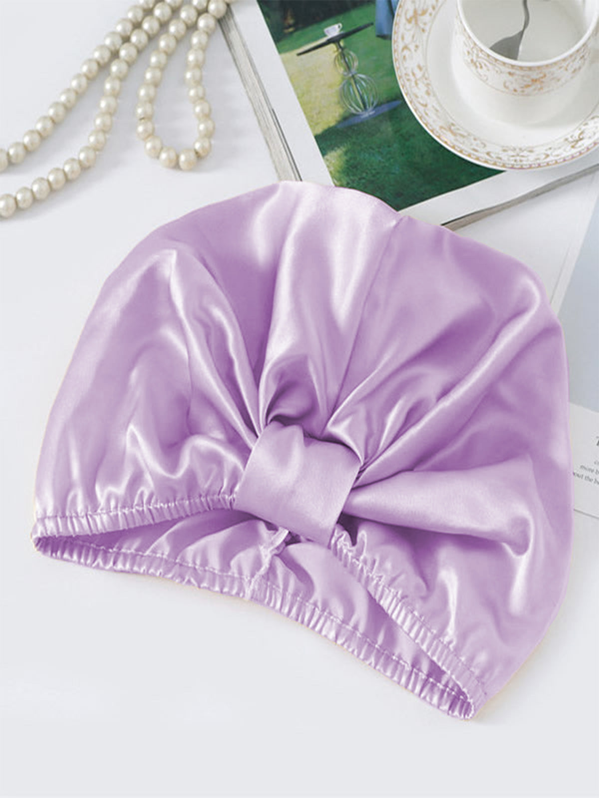 Turban nocny damski | satyna, elastyczna taśma