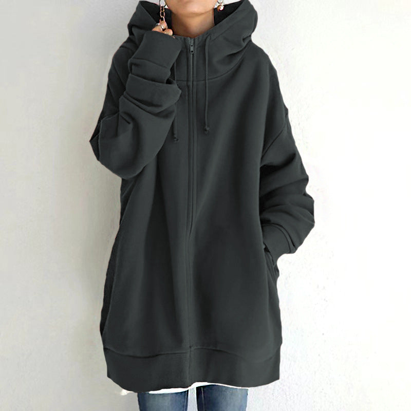 Bluza damska | wydłużony oversize, pełny zamek