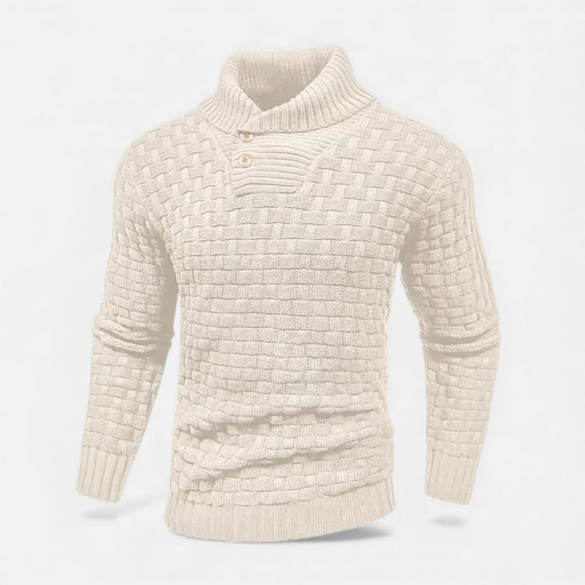 Sweter męski | golf, guziki na ramieniu