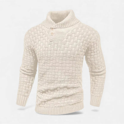 Sweter męski | golf, guziki na ramieniu