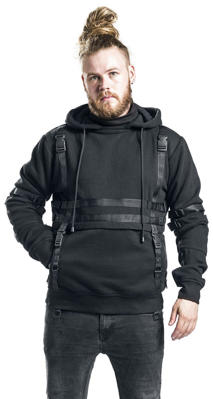 Bluza męska z kapturem | jednolity czarny kolor