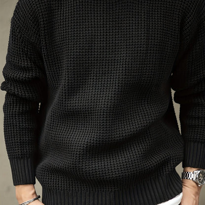 Sweter męski | teksturowana dzianina, okrągły dekolt