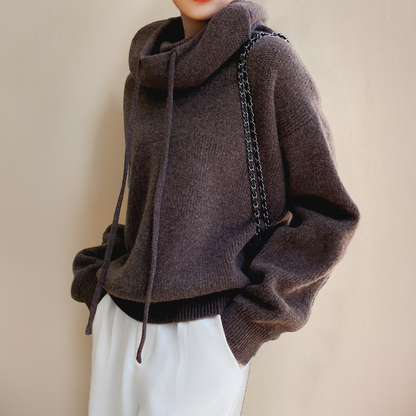 Bluza damska | golf z troczkami, dzianina