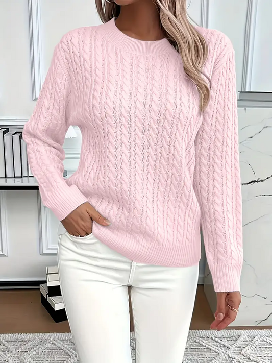 Sweter damski | wzór w warkocze, klasyczny krój