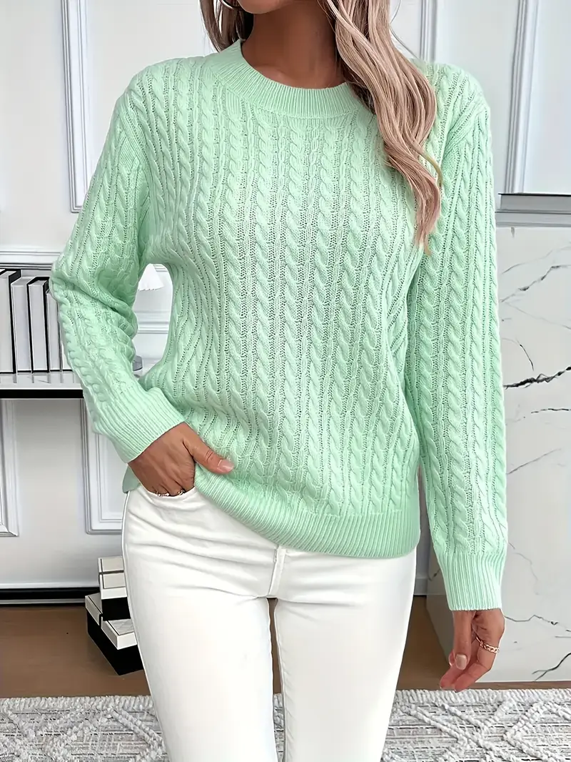 Sweter damski | wzór w warkocze, klasyczny krój