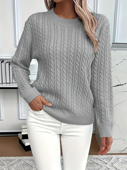 Sweter damski | wzór w warkocze, klasyczny krój