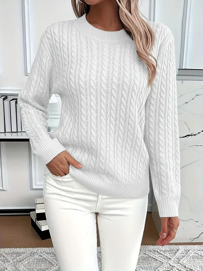 Sweter damski | wzór w warkocze, klasyczny krój