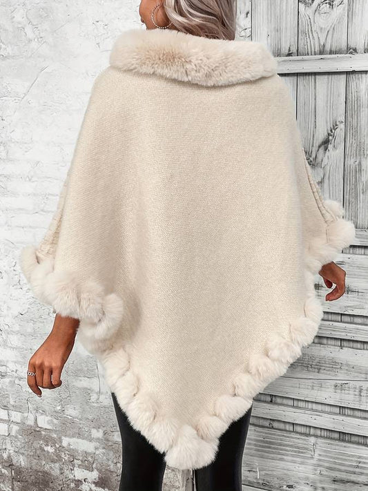Poncho damskie | wykończenie z futerka