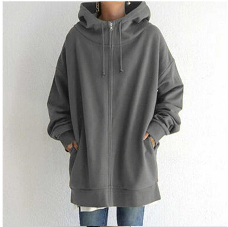 Bluza damska | wydłużony oversize, pełny zamek