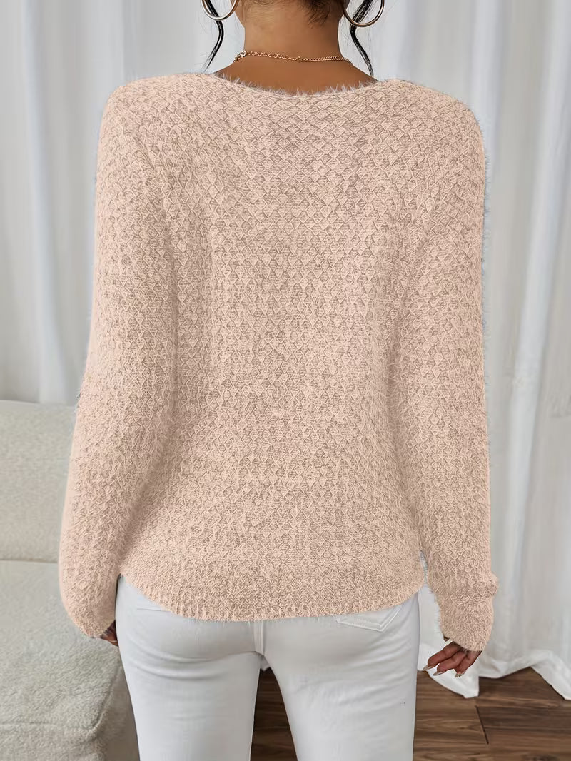 Sweter damski | dekolt V, luźny krój