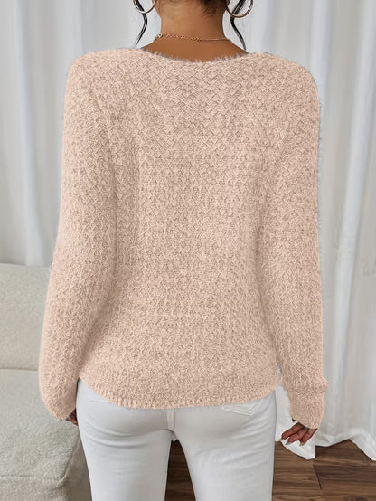 Sweter damski | dekolt V, luźny krój