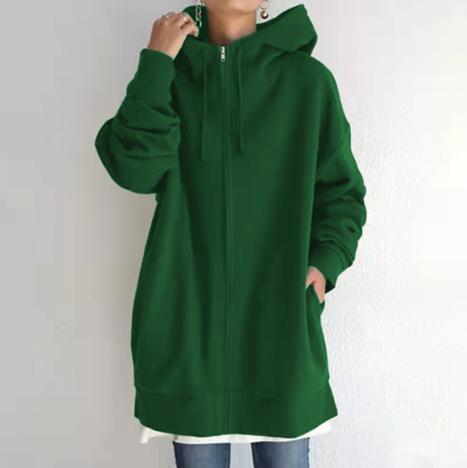Bluza damska | wydłużony oversize, pełny zamek