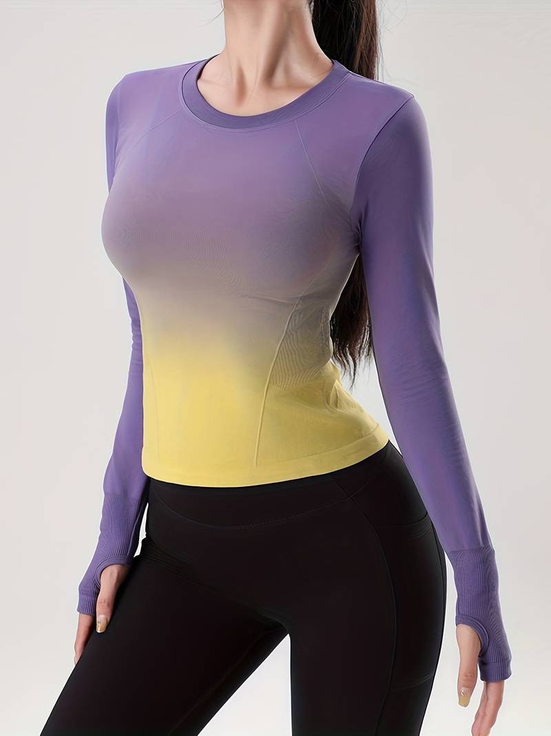 Bluzka sportowa damska | długi rękaw, gradient