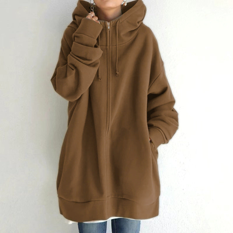 Bluza damska | wydłużony oversize, pełny zamek