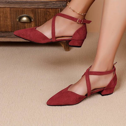 Buty damskie płaskie | ostry nosek, regulowany pasek