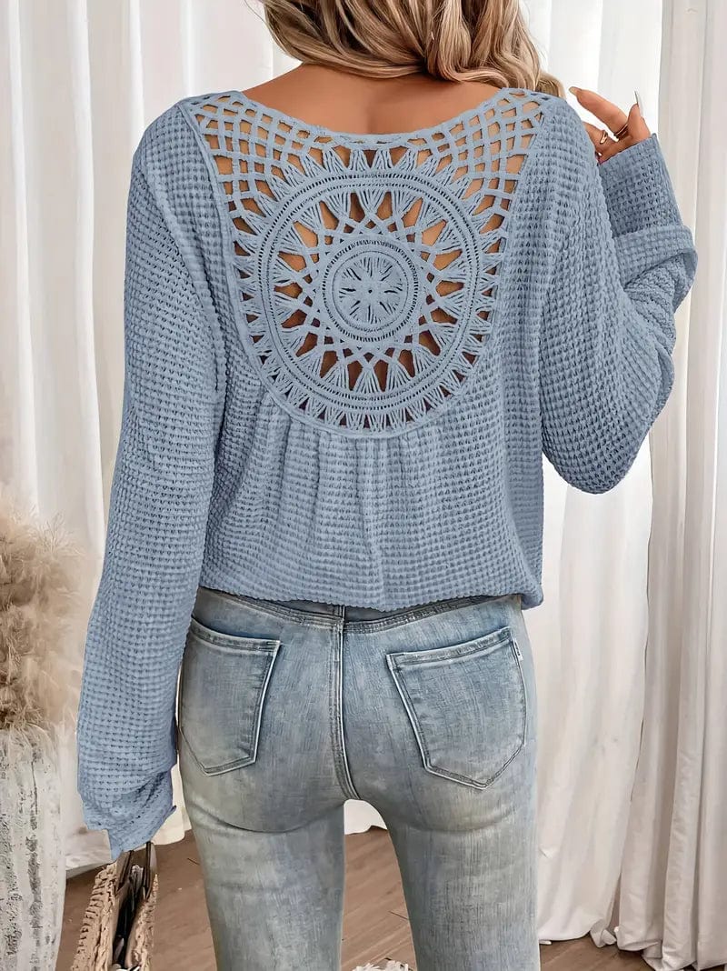 Sweter damski | dekolt V, strukturalny splot