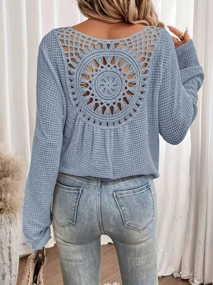 Sweter damski | dekolt V, strukturalny splot