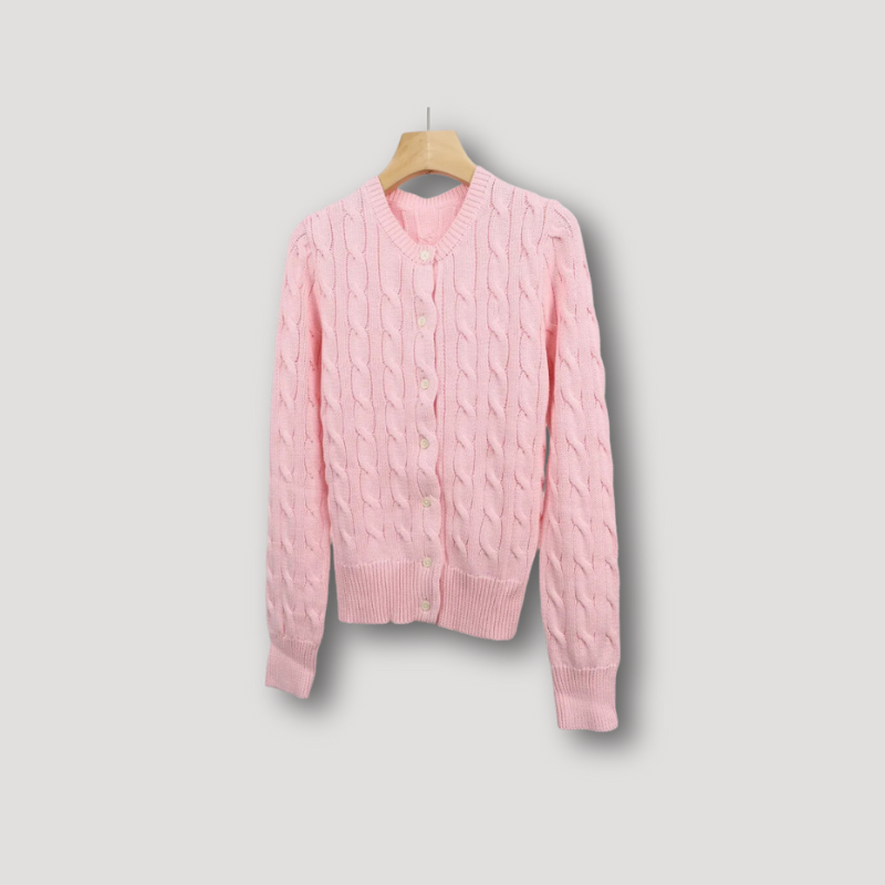 Sweter damski | warkoczowy splot, guziki