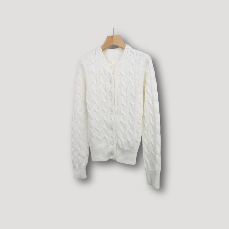 Sweter damski | warkoczowy splot, guziki