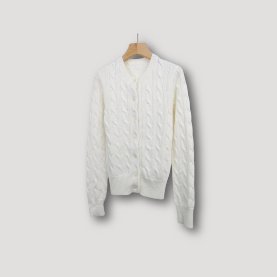Sweter damski | warkoczowy splot, guziki