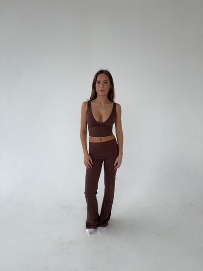 Komplet damski | crop top, rozszerzane nogawki