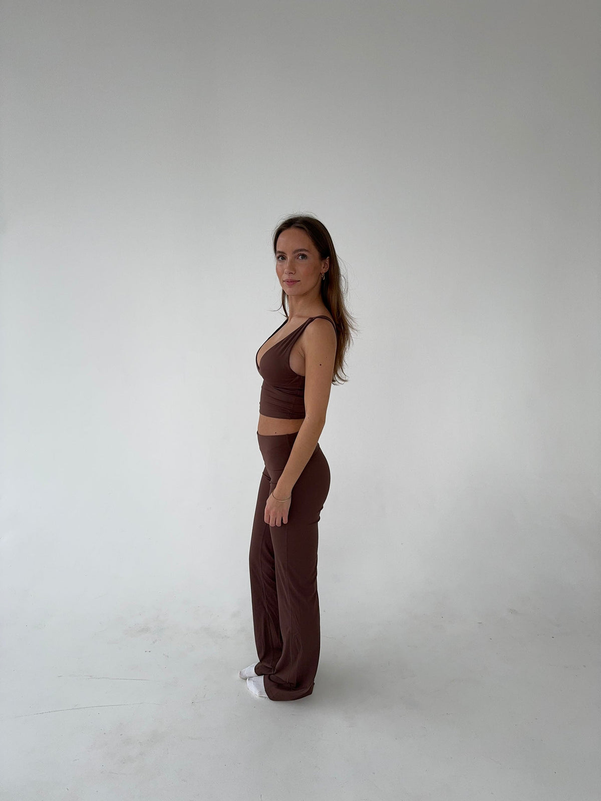Komplet damski | crop top, rozszerzane nogawki