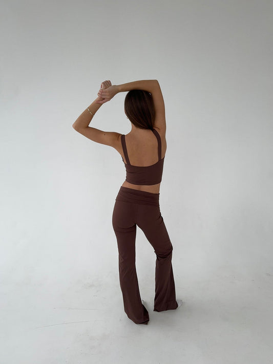 Komplet damski | crop top, rozszerzane nogawki
