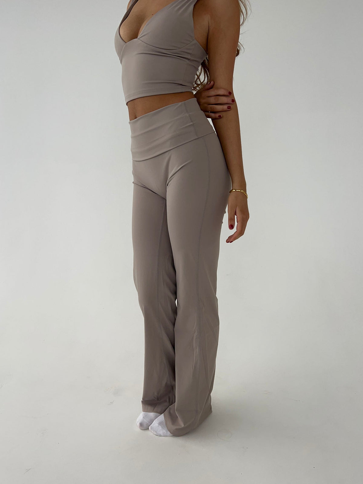Komplet damski | prążkowana dzianina, crop top