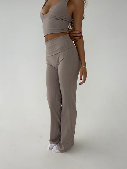 Komplet damski | prążkowana dzianina, crop top