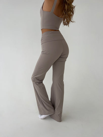 Komplet damski | prążkowana dzianina, crop top