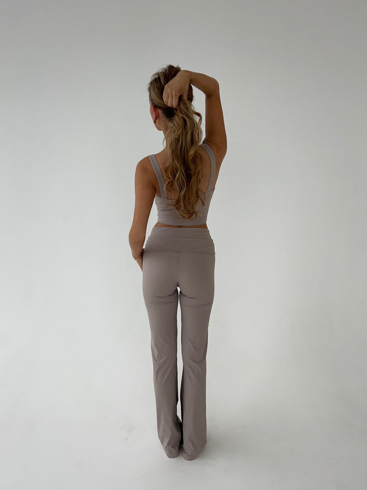 Komplet damski | prążkowana dzianina, crop top