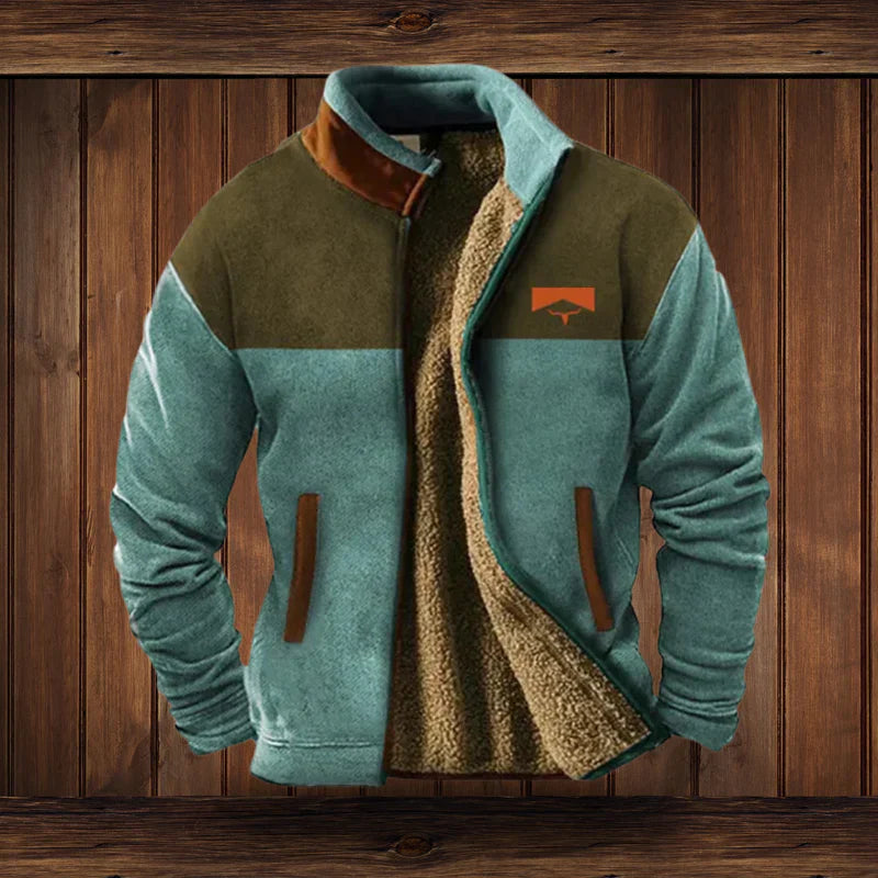 Kurtka zimowa męska | Zamek błyskawiczny, tkanina woskowana, regular fit | Styl vintage outdoor