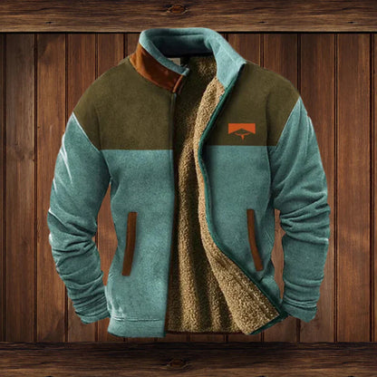 Kurtka zimowa męska | Zamek błyskawiczny, tkanina woskowana, regular fit | Styl vintage outdoor