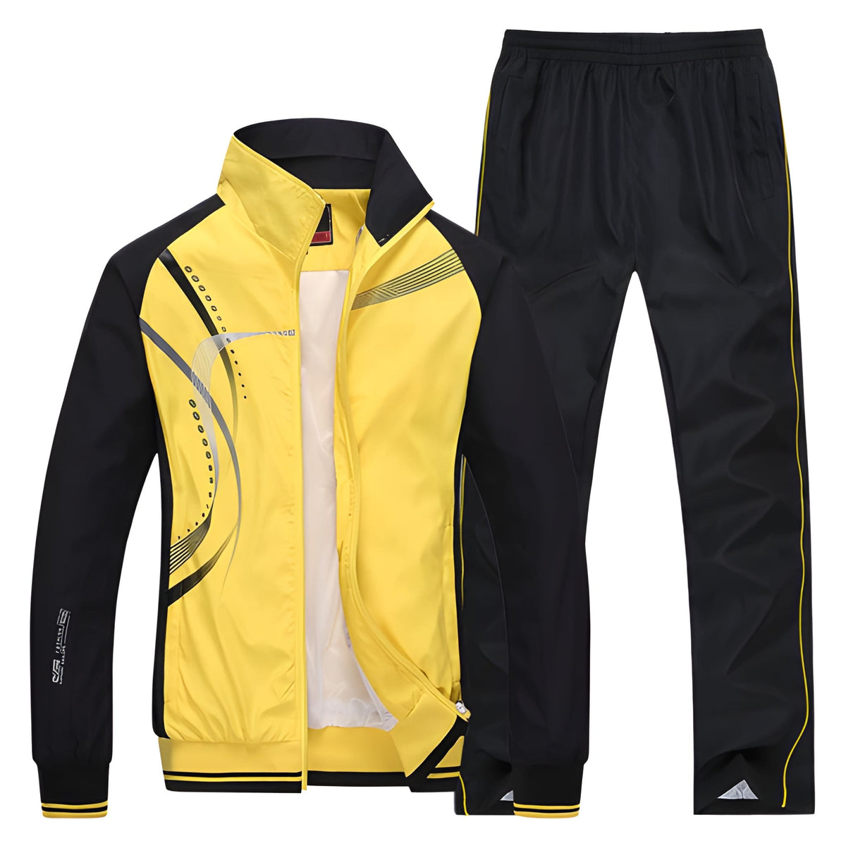 Dres męski dwuczęściowy | Kurtka z zamkiem, spodnie, oddychający materiał | Sportowy styl casual
